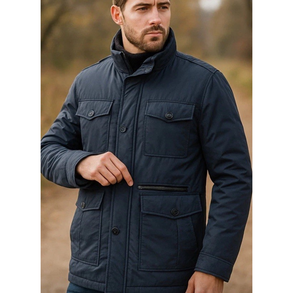 Cole Haan Sz Large Navy Water Resistant Field Jacket Water Resistant Zip Snap